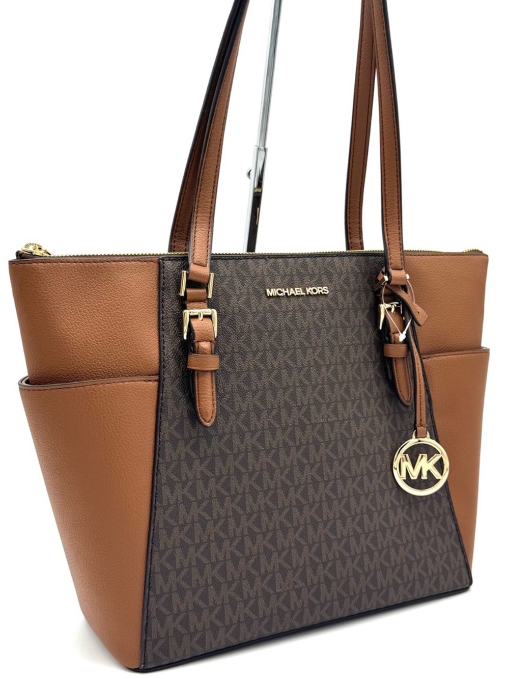 Michael Kors Large Charlotte Tote Bag Luggage Brown